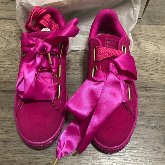 Puma Shoes - Puma Suede Heart Satin Magenta 8.5